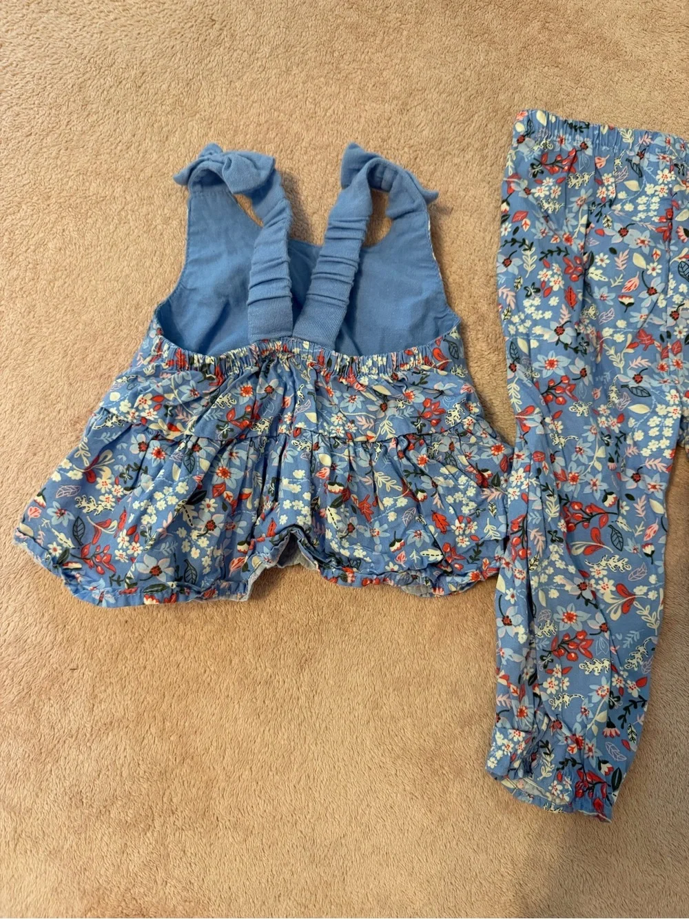 Wonder Nation Blue Floral Peplum Top & Pants Matching Set